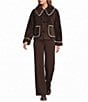 Antonio Melani Collared Long Sleeve Contrast Stitching Shearling Teddy Jacket - Image 4