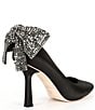 Color:Black - Image 2 - Collection Apollo Embellished Bow Back Satin Pumps