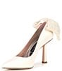 Color:Ivory - Image 4 - Collection Apollo Embellished Bow Satin Pumps