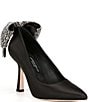 Color:Black - Image 1 - Collection Apollo Embellished Bow Back Satin Pumps