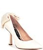 Color:Ivory - Image 1 - Collection Apollo Embellished Bow Satin Pumps