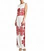 Antonio Melani Collins Printed Linen Blend Coordinating Pants, Color:Red Scroll - Image 3