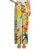 Antonio Melani Collins Tropical Fruit Print Coordinating Linen Wide Leg Pants, Color:Flamingo - Image 1