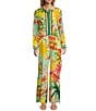 Antonio Melani Collins Tropical Fruit Print Coordinating Linen Wide Leg Pants, Color:Flamingo - Image 3