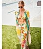 Antonio Melani Collins Tropical Fruit Print Coordinating Linen Wide Leg Pants, Color:Flamingo - Image 5