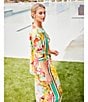 Antonio Melani Collins Tropical Fruit Print Coordinating Linen Wide Leg Pants, Color:Flamingo - Image 6