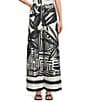 Antonio Melani Coordinating Brandy Palm Printed Linen Palazzo Pants, Color:Black Palm - Image 1