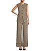 Antonio Melani Coordinating Elodie Plaid Round Neck Sleeveless Button Front Vest, Color:Desert Chive - Image 3
