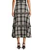 Antonio Melani Coordinating Gretchen A Line Tiered Plaid Midi Skirt, Color:Black/Cream - Image 2