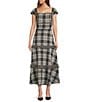 Antonio Melani Coordinating Gretchen A Line Tiered Plaid Midi Skirt, Color:Black/Cream - Image 3