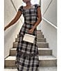 Antonio Melani Coordinating Gretchen A Line Tiered Plaid Midi Skirt, Color:Black/Cream - Image 8