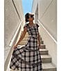 Antonio Melani Coordinating Gretchen A Line Tiered Plaid Midi Skirt, Color:Black/Cream - Image 13