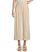 Color:Natural - Image 1 - Coordinating Heather Stretch Linen Cropped Pants