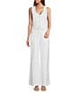 Color:White - Image 3 - Coordinating Melinda V-Neck Linen Blend Vest