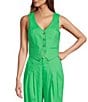 Antonio Melani Coordinating Melinda V-Neck Linen Blend Vest, Color:Amazon - Image 1