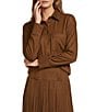 Antonio Melani Coordinating Paulalexis Faux Suede Long Sleeve Collared Button Front Shirt, Color:Russet - Image 1