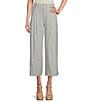 Color:Navy/Ivory - Image 1 - Coordinating Striped Heather Stretch Linen Cropped Pants