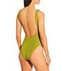 Antonio Melani Crinkle Classic Square Neck Tank One Size One Piece Swimsuit, Color:Avocado - Image 2