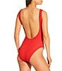 Antonio Melani Crinkle Classic Square Neck Tank One Size One Piece Swimsuit, Color:Tomato - Image 2
