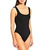 Antonio Melani Crinkle Classic Square Neck Tank One Size One Piece Swimsuit, Color:Black - Image 1