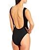 Antonio Melani Crinkle Classic Square Neck Tank One Size One Piece Swimsuit, Color:Black - Image 2