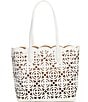 Color:White - Image 1 - Cut Out Leather Tote Bag