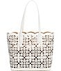 Color:White - Image 2 - Cut Out Leather Tote Bag
