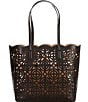 Color:Black - Image 1 - Cut Out Leather Tote Bag