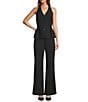 Antonio Melani Danielle Stretch Button Front Sleeveless Halter V-Neckline Peplum Vest, Color:Black - Image 3
