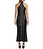 Antonio Melani Darah Black Satin Halter Neck Sleeveless Midi Dress - Image 2