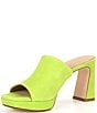 Color:Cyber Lime - Image 4 - Divinna Suede Platform Slide Sandals