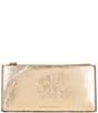Color:Gold - Image 1 - East West Gold Metallic Leather Flat Zip Wallet