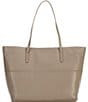 Color:Tan - Image 1 - East West Large Leather Tote Bag