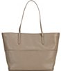 Color:Tan - Image 2 - East West Large Leather Tote Bag