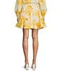 Color:Yellow Floral - Image 2 - Edie Floral Belted Side Seam Pocket Coordinating A-Line Skirt