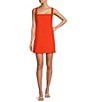 Antonio Melani Eliana Linen Square Neck Sleeveless Shift Mini Dress, Color:Citrus - Image 1