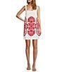 Antonio Melani Eliana Printed Linen Blend Square Neck Dress, Color:Red Scroll - Image 1