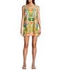 Antonio Melani Eliana Printed Linen Square Neck Sleeveless Dress, Color:Green Paisley - Image 1