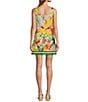 Antonio Melani Eliana Tropical Printed Square Neck Linen Blend Sleeveless Shift Dress, Color:Flamingo - Image 2