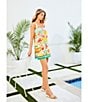 Antonio Melani Eliana Tropical Printed Square Neck Linen Blend Sleeveless Shift Dress, Color:Flamingo - Image 5