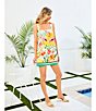 Antonio Melani Eliana Tropical Printed Square Neck Linen Blend Sleeveless Shift Dress, Color:Flamingo - Image 6