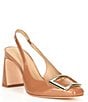 Color:Ibiza Nude - Image 1 - Elisa Ornament Buckle Detail Patent Leather Slingback Dress Pumps