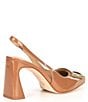 Color:Ibiza Nude - Image 2 - Elisa Ornament Buckle Detail Patent Leather Slingback Dress Pumps