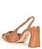 Color:Ibiza Nude - Image 3 - Elisa Ornament Buckle Detail Patent Leather Slingback Dress Pumps