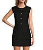 Color:Black - Image 1 - Elodie Textured Cotton Coordinating Button Front Vest