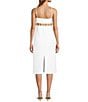 Color:White - Image 2 - Eos Crinkle Gauze Cut Out Beaded Square Neck Sleeveless Sheath Midi Dress
