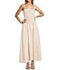 Antonio Melani Essie Linen Blend Square Neck Sleeveless Smocked Dress, Color:Natural - Image 1