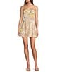 Antonio Melani Etta Floral Sequin Square Neck Sleeveless Mini Dress, Color:Sand - Image 1