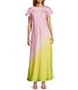 Antonio Melani Fallon Ombre Round Neck Short Sleeve Dress, Color:Peach Floral - Image 1