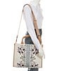 Color:Tan - Image 4 - Floral Embroidered Tote Bag